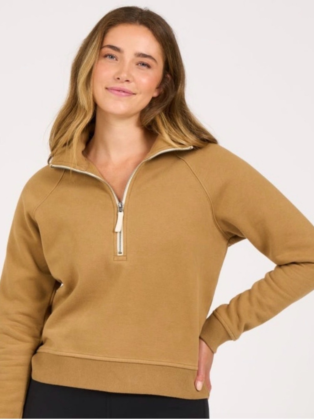Vuori Restore Half Zip Sweatshirt Neutral Tan Women’s Size Large Excellent